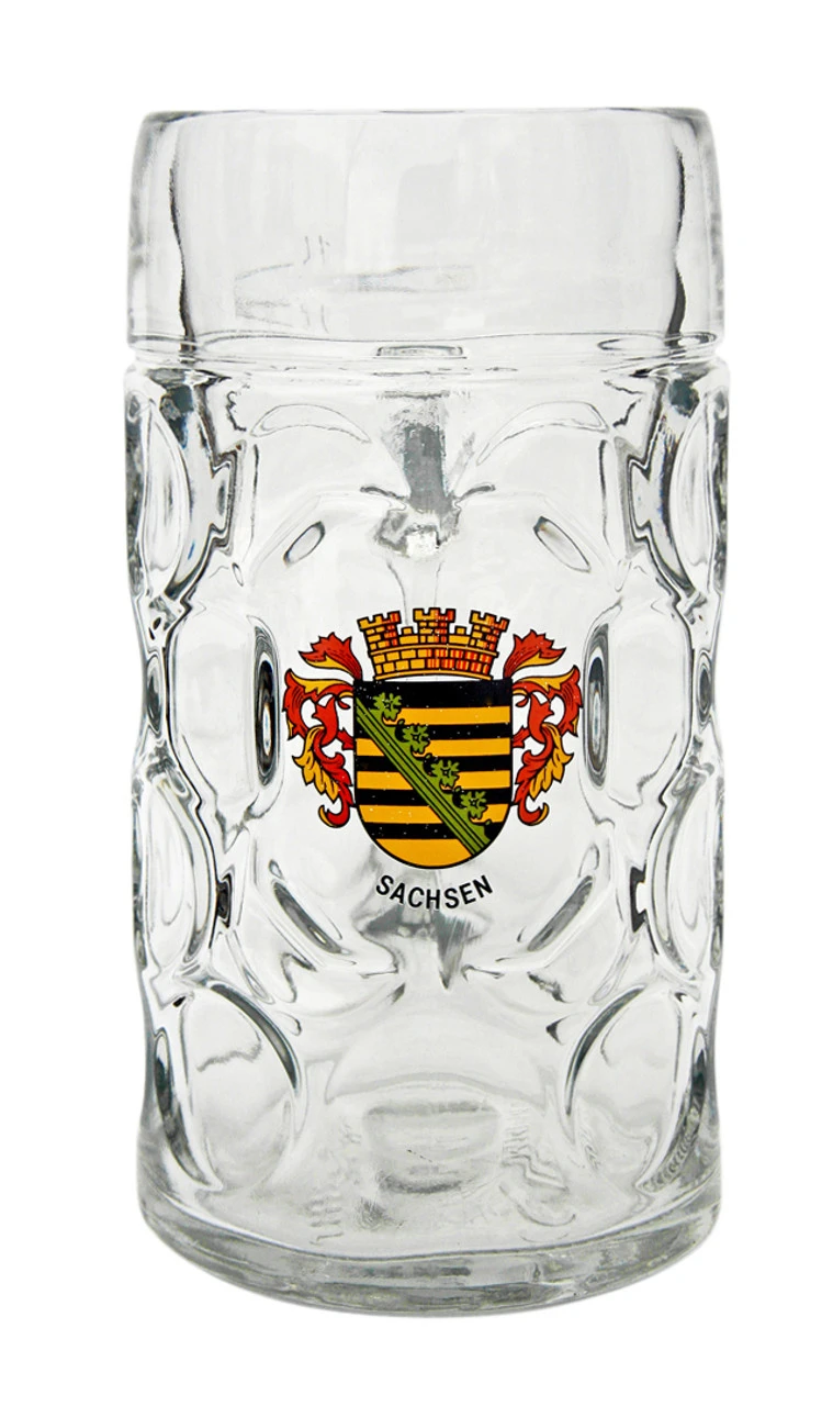 Sachsen Dimpled Oktoberfest Glass Beer Mug 1 Liter 5 Sachsen Dimpled Oktoberfest Glass Beer Mug 1 Liter - Image 3