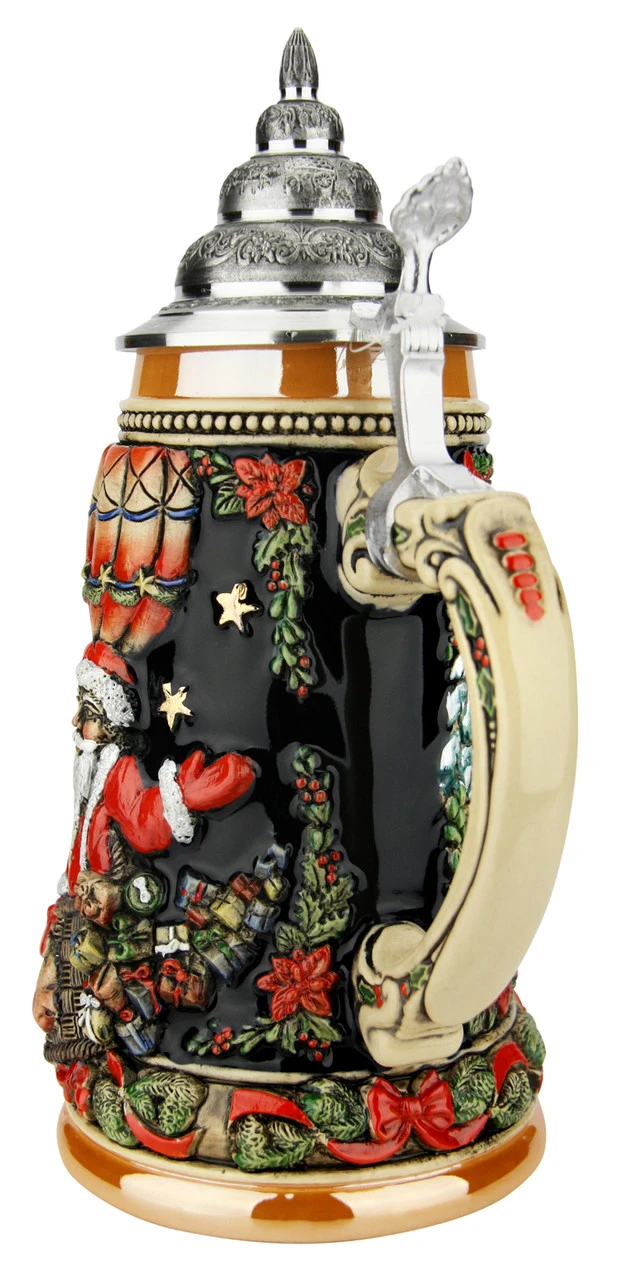 Santa In Balloon German Christmas Beer Stein 6 Santa In Balloon German Christmas Beer Stein - Image 4