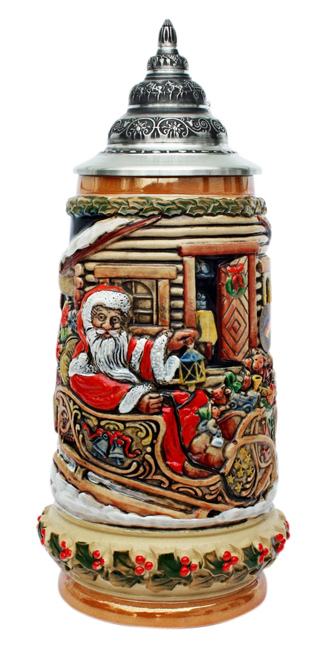Santa In Sleigh Christmas Beer Stein 3 Santa In Sleigh Christmas Beer Stein