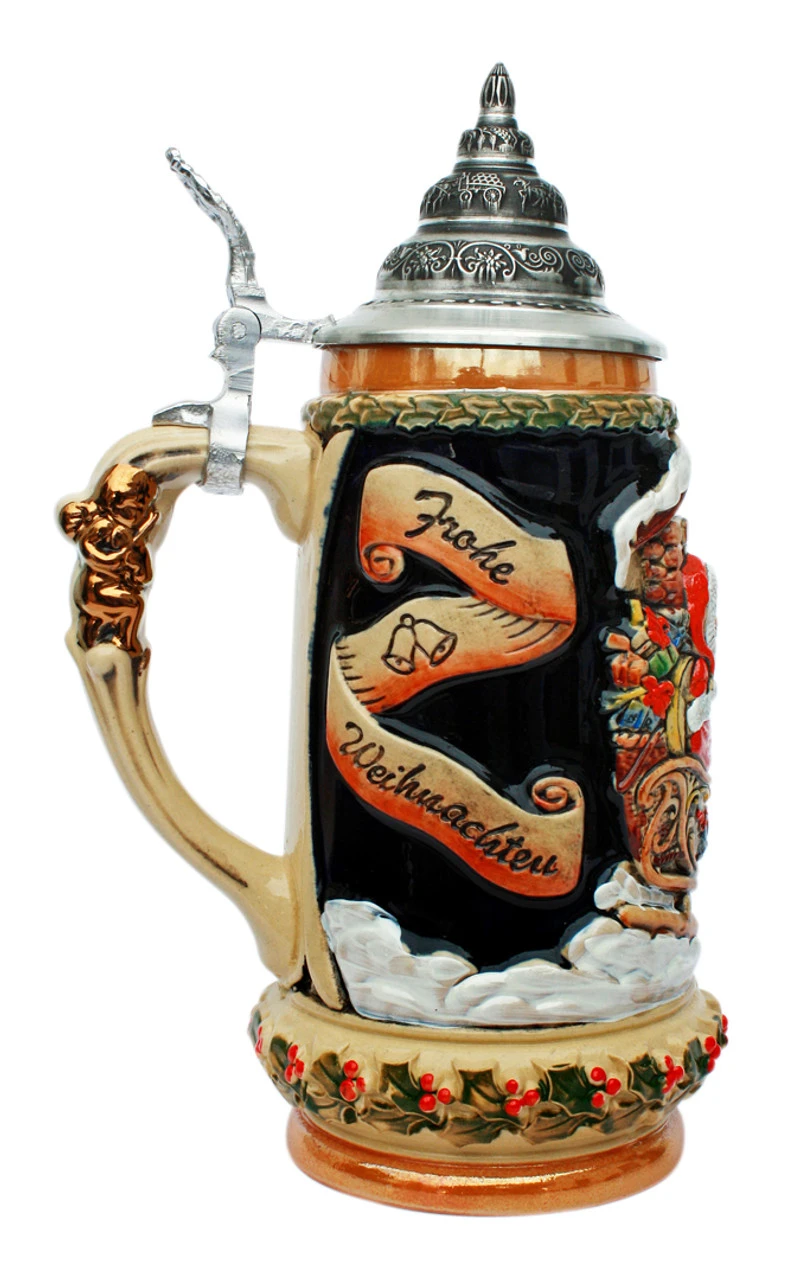 Santa In Sleigh Christmas Beer Stein 4 Santa In Sleigh Christmas Beer Stein - Image 2