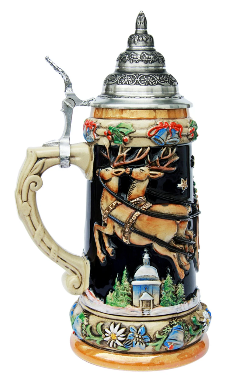 Santas Alpine Sleigh Ride Christmas Beer Stein 4 Santas Alpine Sleigh Ride Christmas Beer Stein - Image 2