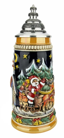 Santas Alpine Sleigh Ride Christmas German Beer Stein