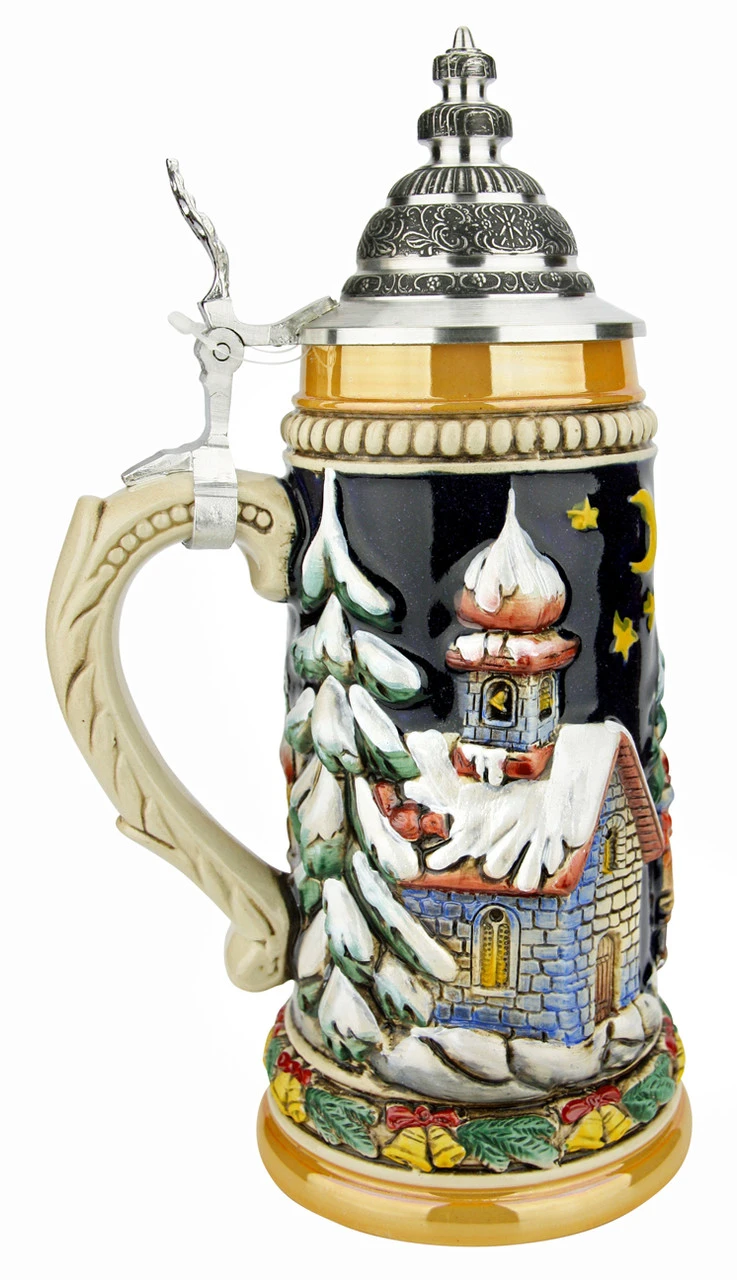 Santas Alpine Sleigh Ride Christmas German Beer Stein 5 Santas Alpine Sleigh Ride Christmas German Beer Stein - Image 3