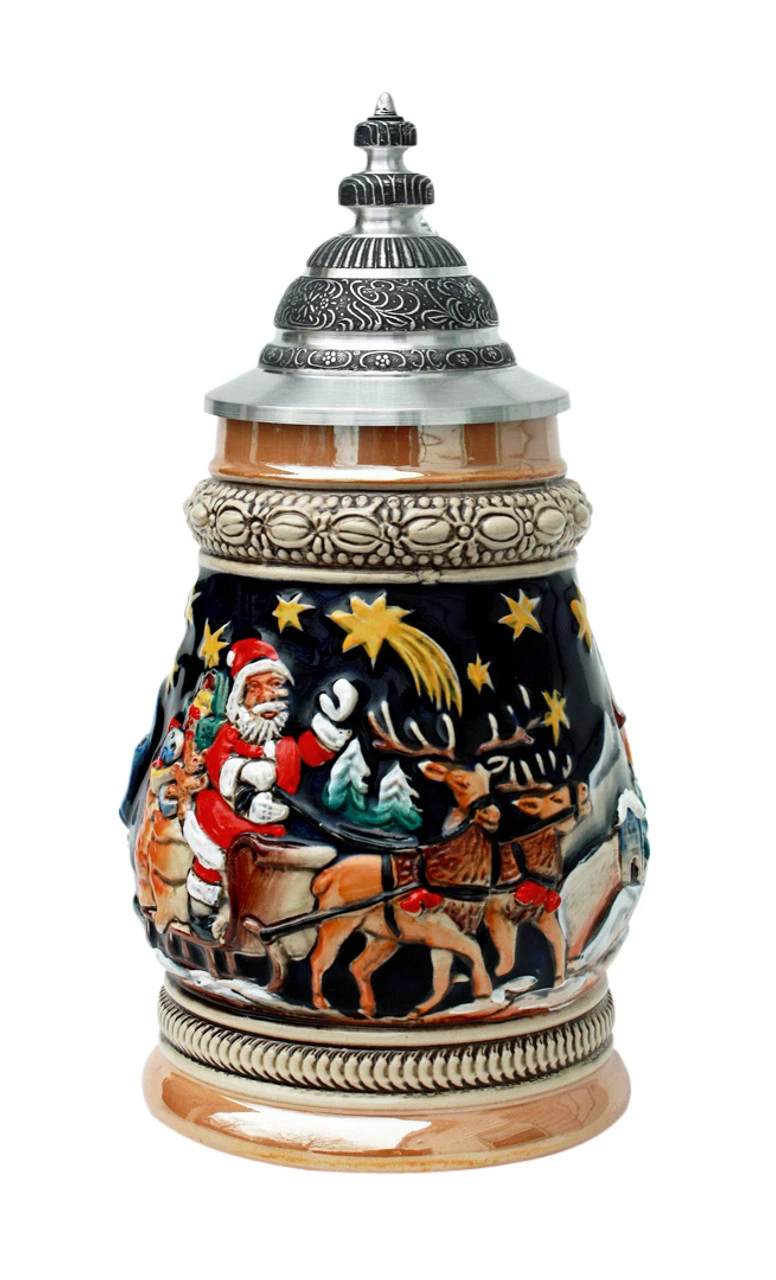 Santa's Sleigh Alpine Christmas Beer Stein 3 Santa's Sleigh Alpine Christmas Beer Stein