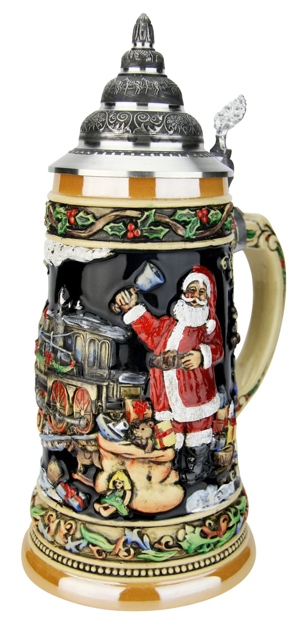Santas Train German Christmas Beer Stein 4 Santas Train German Christmas Beer Stein - Image 2