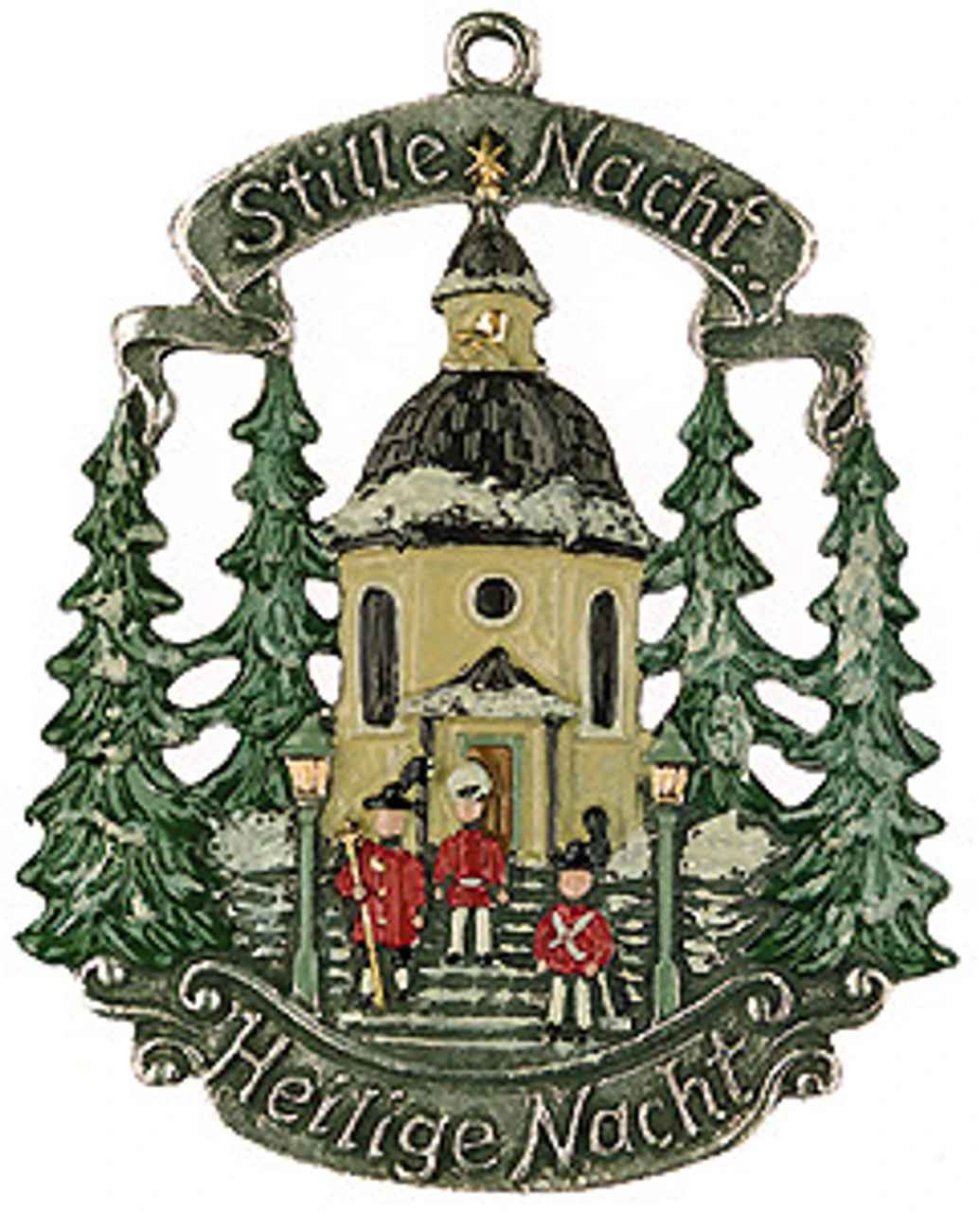 Silent Night Chapel German Pewter Christmas Ornament 3 Silent Night Chapel German Pewter Christmas Ornament