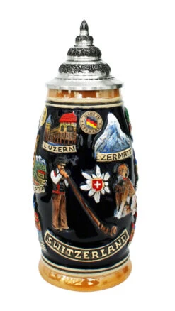 Swiss Horn German Beer Stein 7 Swiss Horn German Beer Stein -Beer Stein Store Switzerland German Beer Stein K507BS FNT SM 28159.1401732785