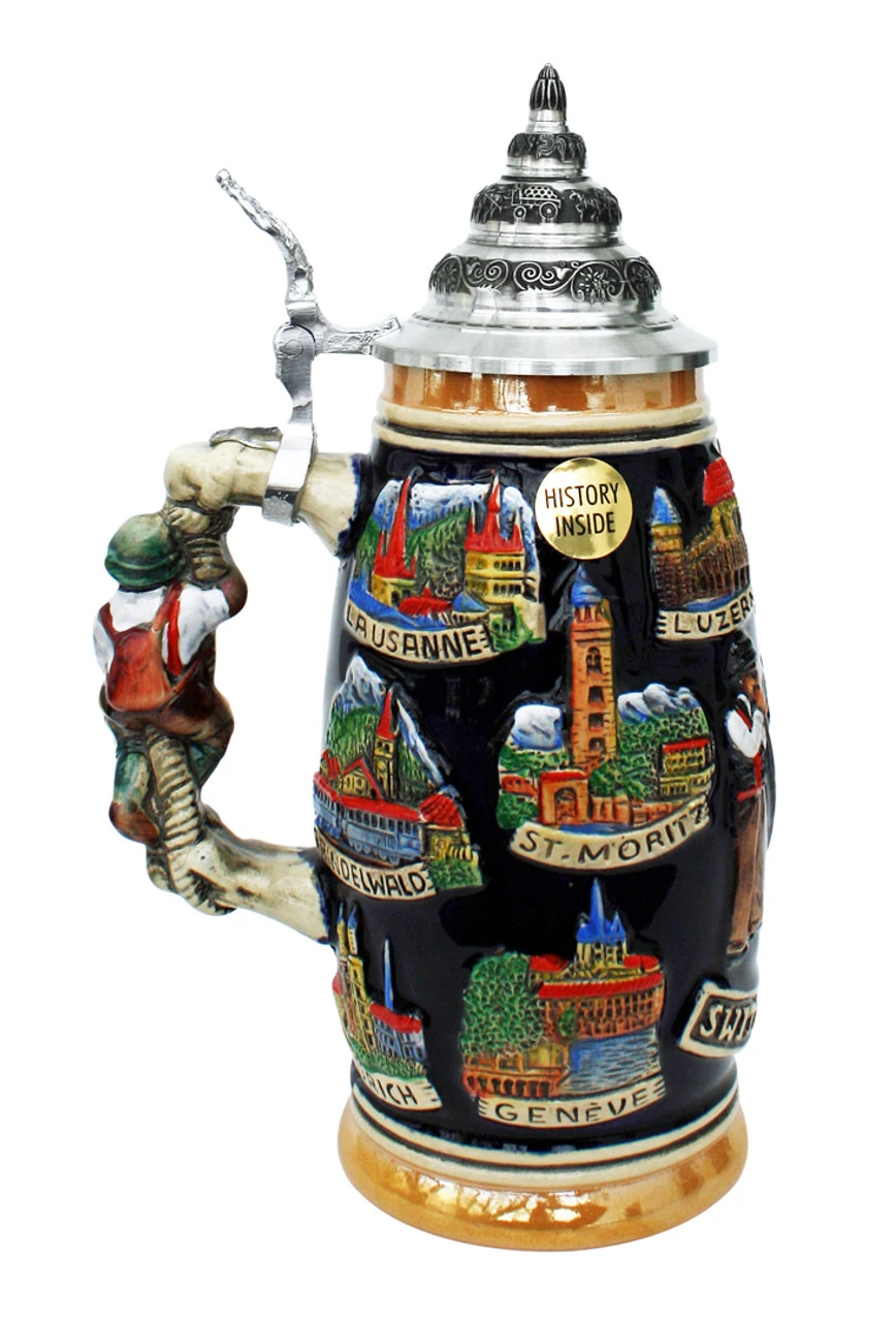 Swiss Horn German Beer Stein 3 Swiss Horn German Beer Stein