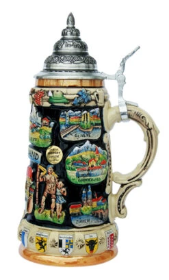 Switzerland Commemorative Beer Stein 7 Switzerland Commemorative Beer Stein -Beer Stein Store Switzerland Panorama Beer Stein K309SW RS SM 23908.1401399247