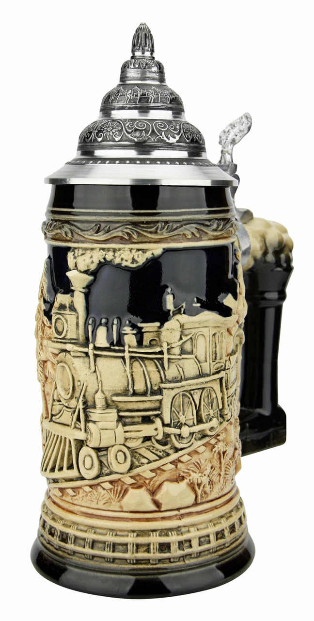 Train Beer Stein | Antique Style 4 Train Beer Stein | Antique Style - Image 2