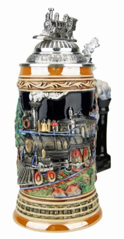 Train Beer Stein With Pewter Train Figurine Lid 9 Train Beer Stein With Pewter Train Figurine Lid -Beer Stein Store Train Beer Stein with Pewter Train Figurine Lid K940T RA SM 21241.1495575905
