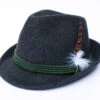Tyrolean Hat Dark Gray With Feather 2 Tyrolean Hat Dark Gray With Feather -Beer Stein Store Tyrolean Wool Hat with Feather SM 94477.1353890471