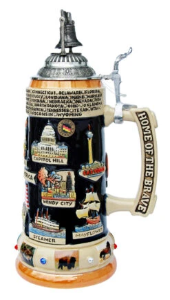 United States Panorama Beer Stein With Liberty Bell Lid 8 United States Panorama Beer Stein With Liberty Bell Lid -Beer Stein Store United States Panorama Beer Stein K309LB RS SM 66679.1423694125