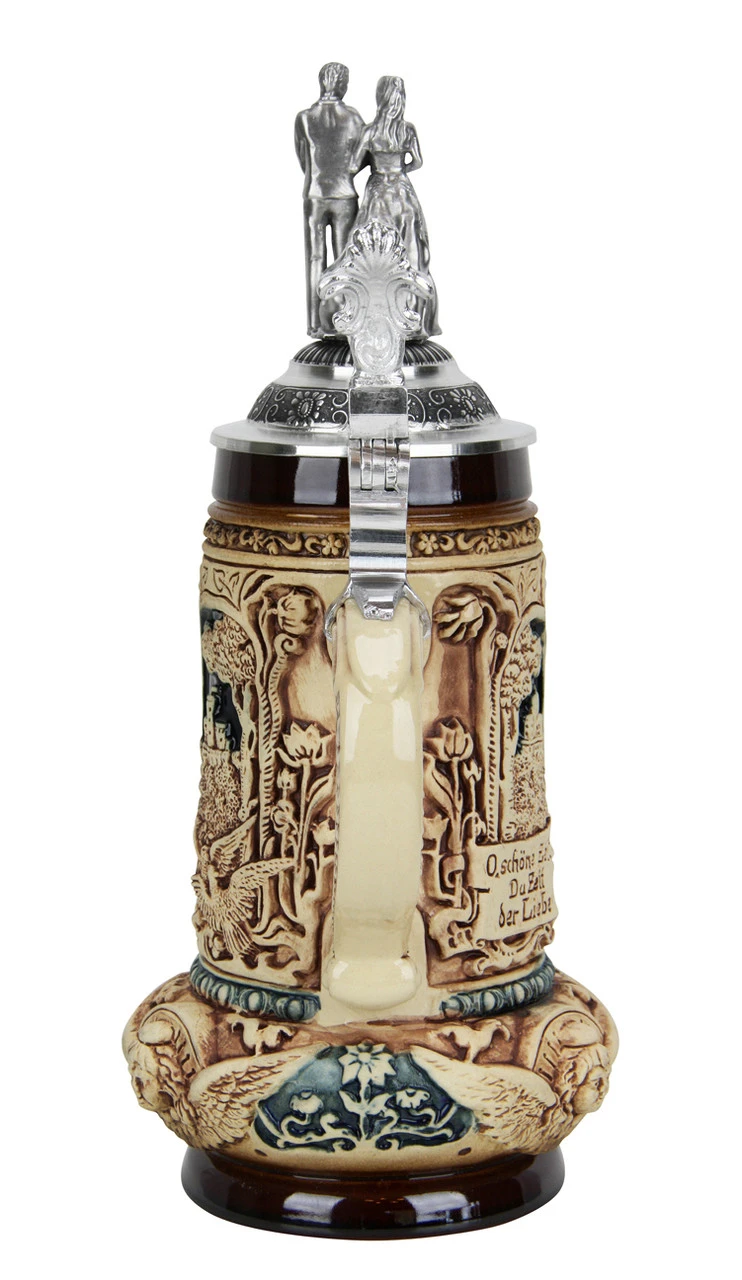 Wedding Beer Stein Antique Style With Pewter Bride And Groom Figure Lid 6 Wedding Beer Stein Antique Style With Pewter Bride And Groom Figure Lid - Image 4