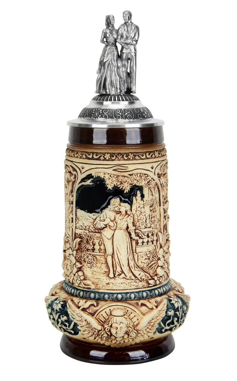 Wedding Beer Stein Antique Style With Pewter Bride And Groom Figure Lid 4 Wedding Beer Stein Antique Style With Pewter Bride And Groom Figure Lid - Image 2