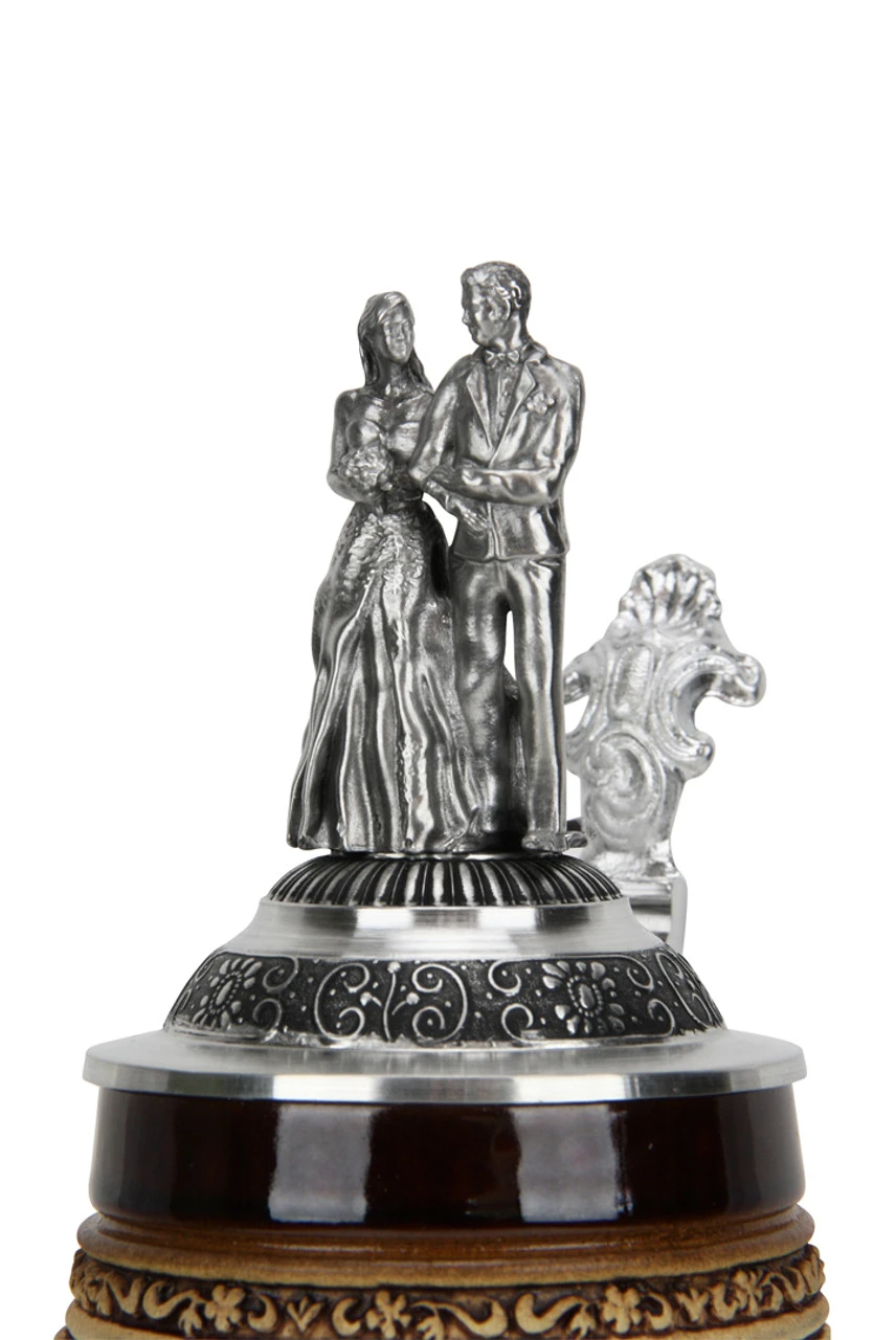 Wedding Beer Stein Antique Style With Pewter Bride And Groom Figure Lid 8 Wedding Beer Stein Antique Style With Pewter Bride And Groom Figure Lid - Image 6
