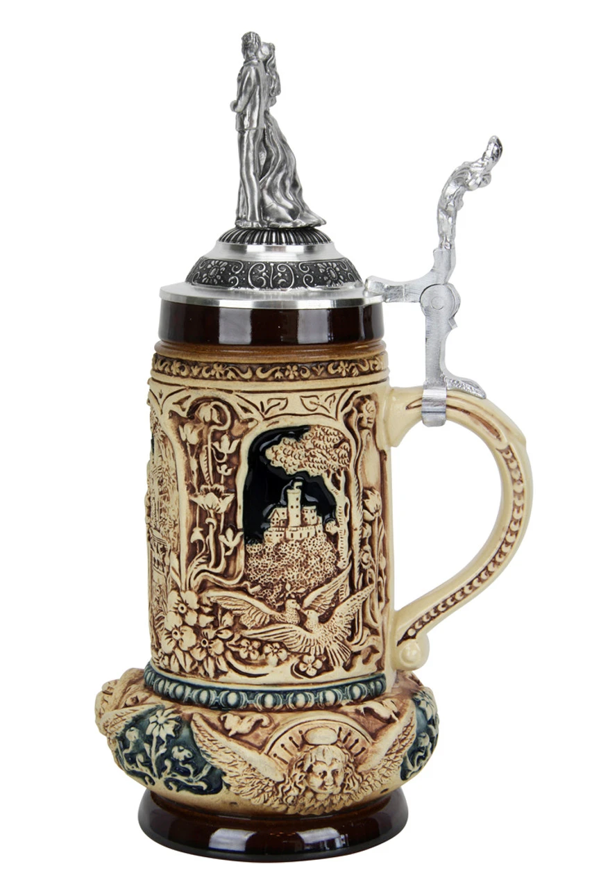 Wedding Beer Stein Antique Style With Pewter Bride And Groom Figure Lid 7 Wedding Beer Stein Antique Style With Pewter Bride And Groom Figure Lid - Image 5