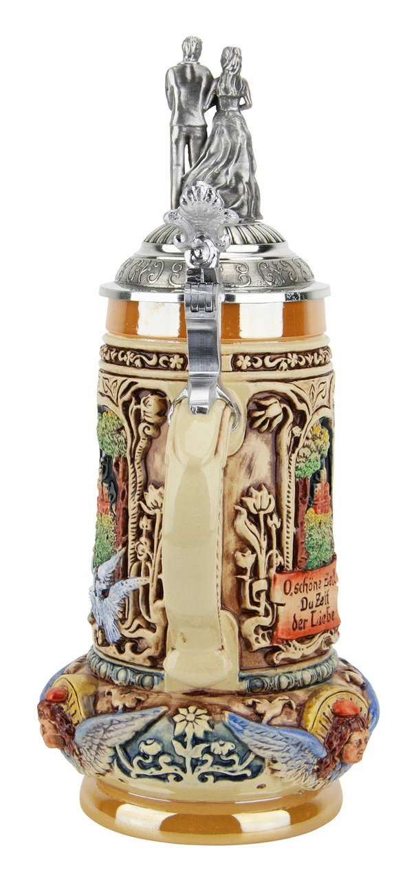 Wedding Beer Stein With Pewter Bride And Groom Figure Lid 6 Wedding Beer Stein With Pewter Bride And Groom Figure Lid - Image 4