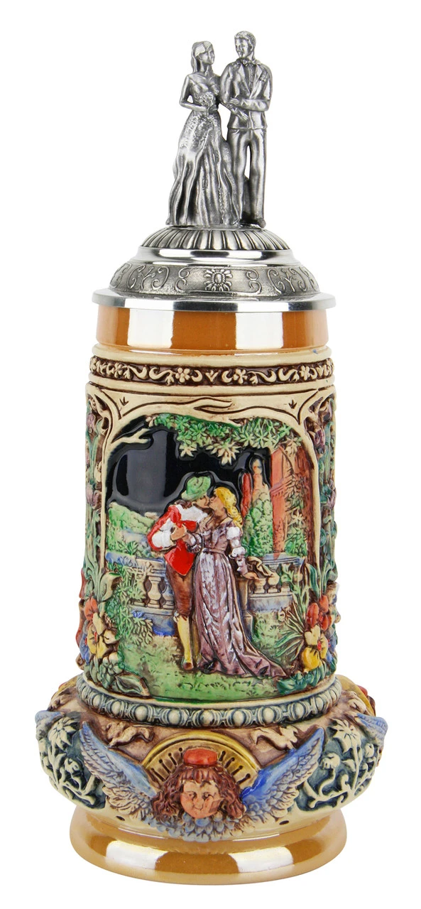 Wedding Beer Stein With Pewter Bride And Groom Figure Lid 3 Wedding Beer Stein With Pewter Bride And Groom Figure Lid