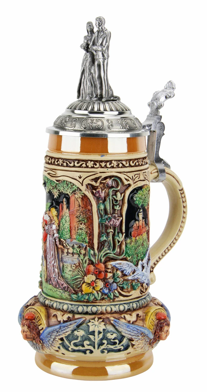 Wedding Beer Stein With Pewter Bride And Groom Figure Lid 4 Wedding Beer Stein With Pewter Bride And Groom Figure Lid - Image 2