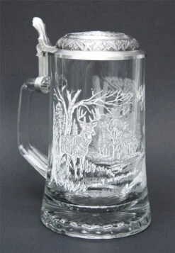 White Tail Deer Glass Beer Stein
