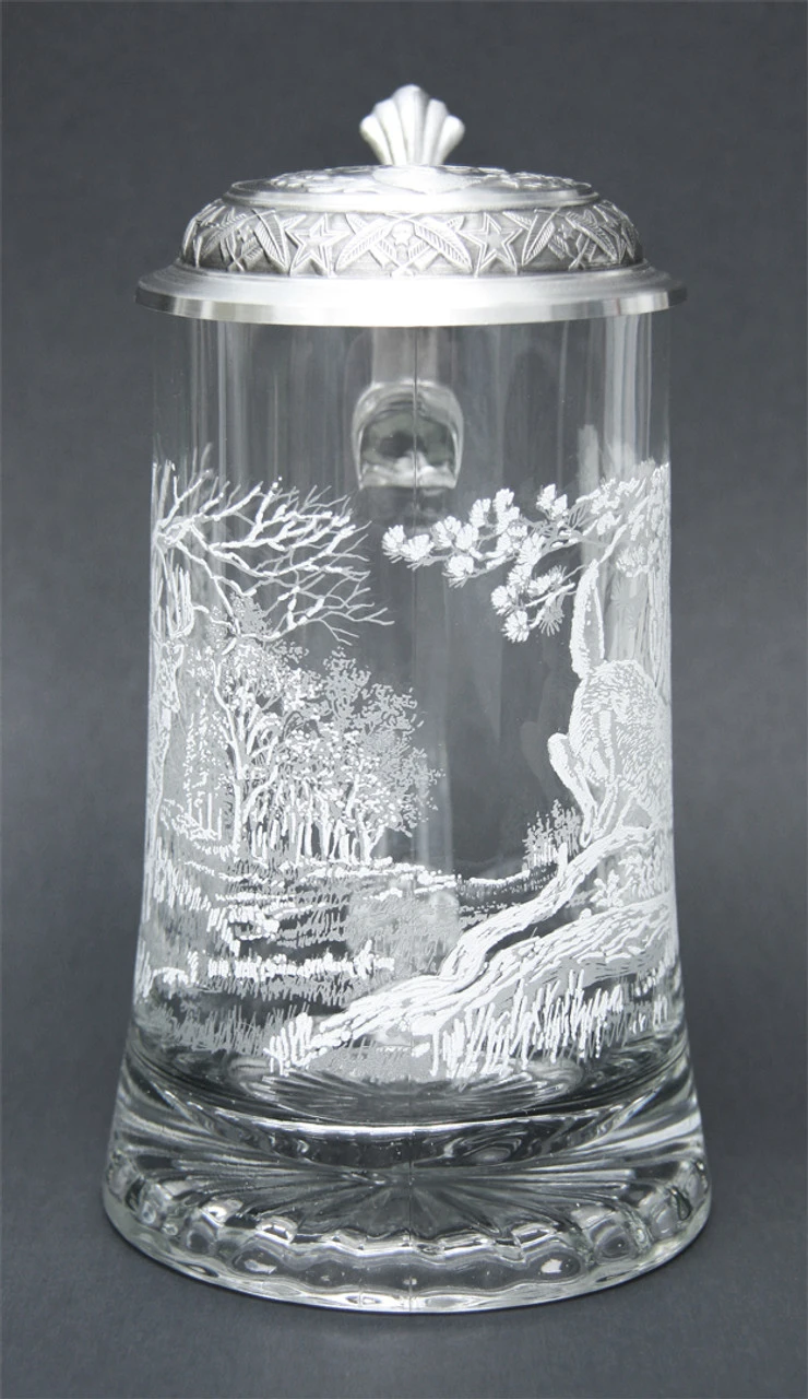 White Tail Deer Glass Beer Stein 4 White Tail Deer Glass Beer Stein - Image 2