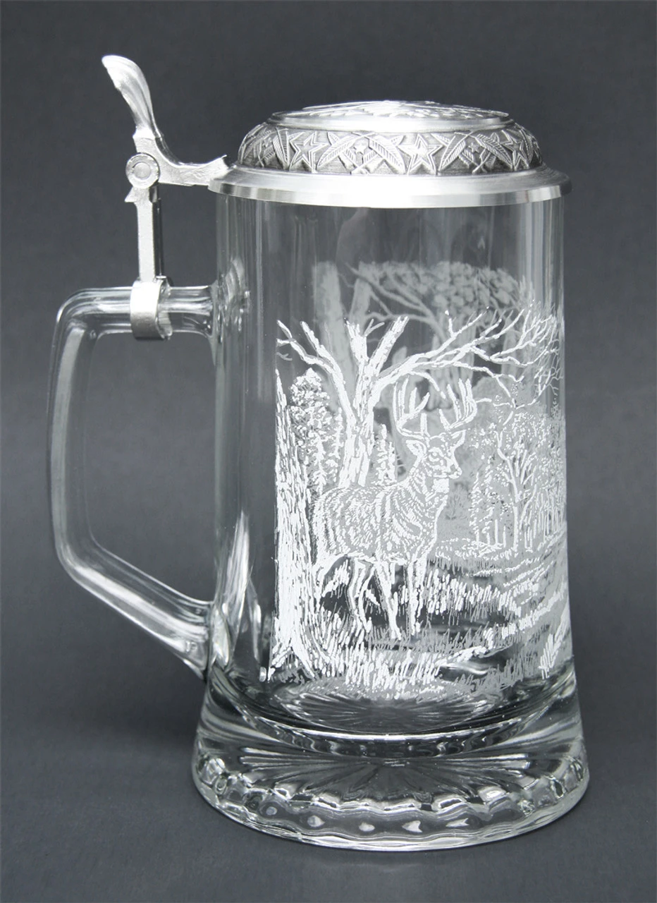 White Tail Deer Glass Beer Stein 5 White Tail Deer Glass Beer Stein - Image 3