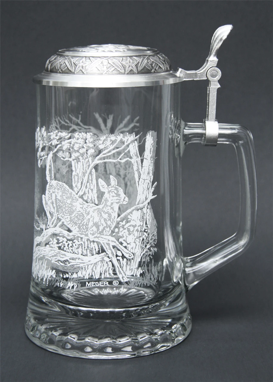 White Tail Deer Glass Beer Stein 6 White Tail Deer Glass Beer Stein - Image 4